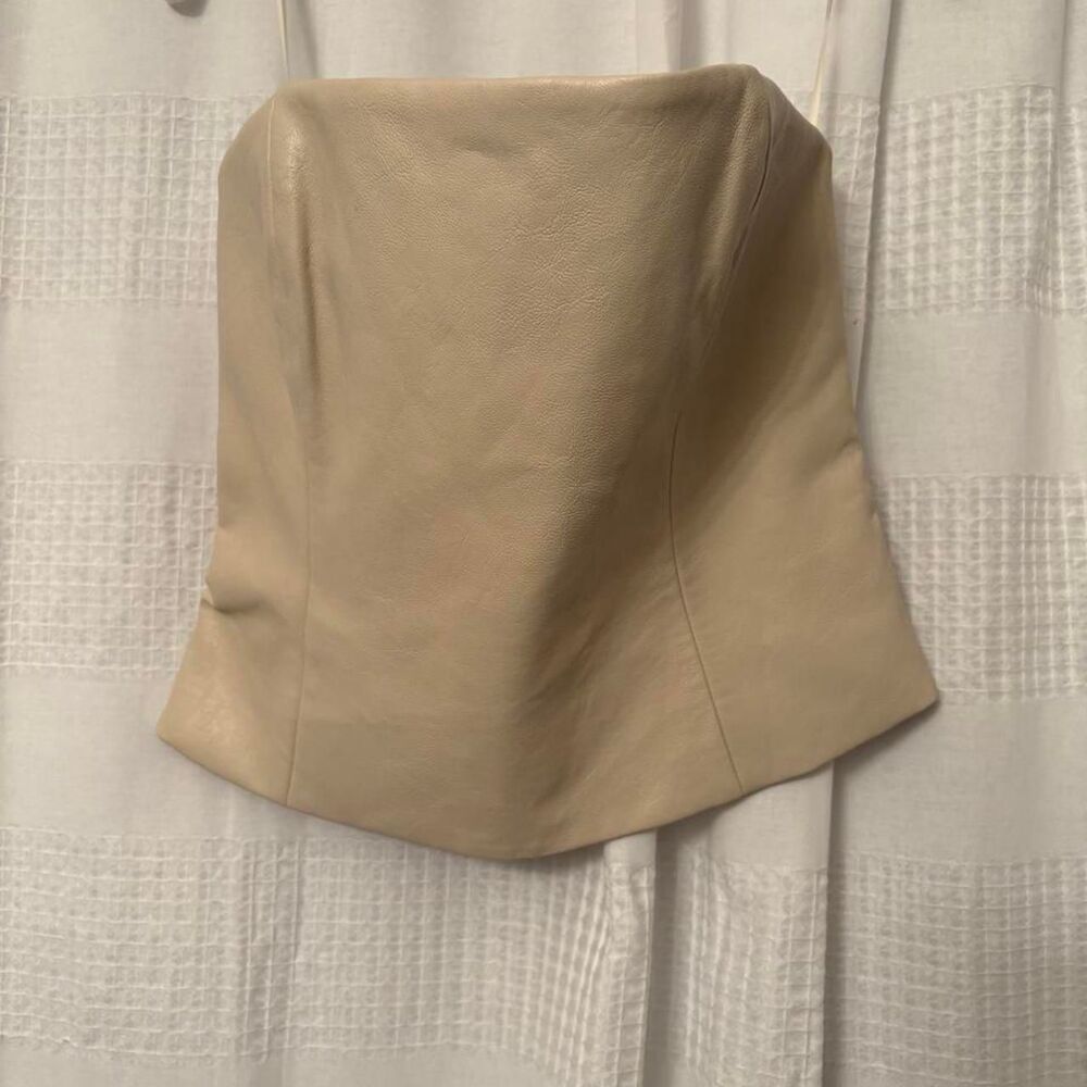 NWT WAYF Brightly cream faux leather strapless top M